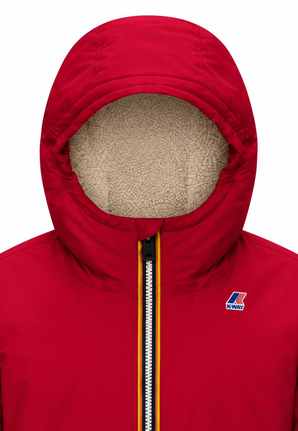 Kway giubbotto rosso con cappuccio imbottitura calda