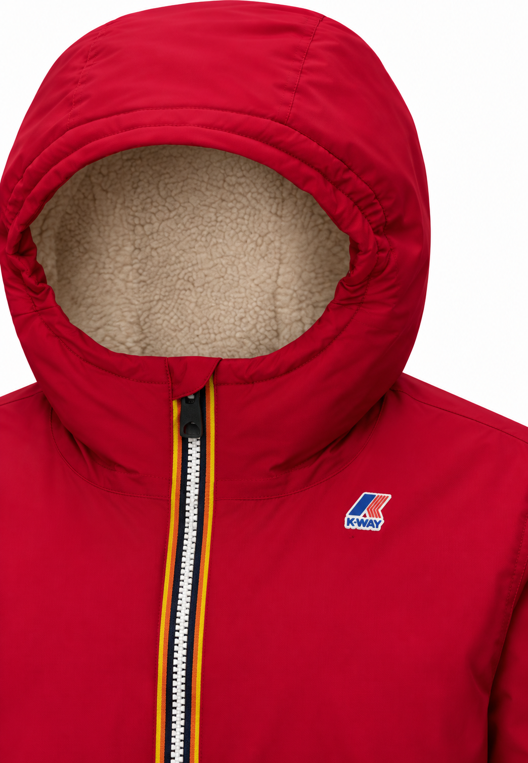 Kway giubbotto rosso con cappuccio imbottitura calda