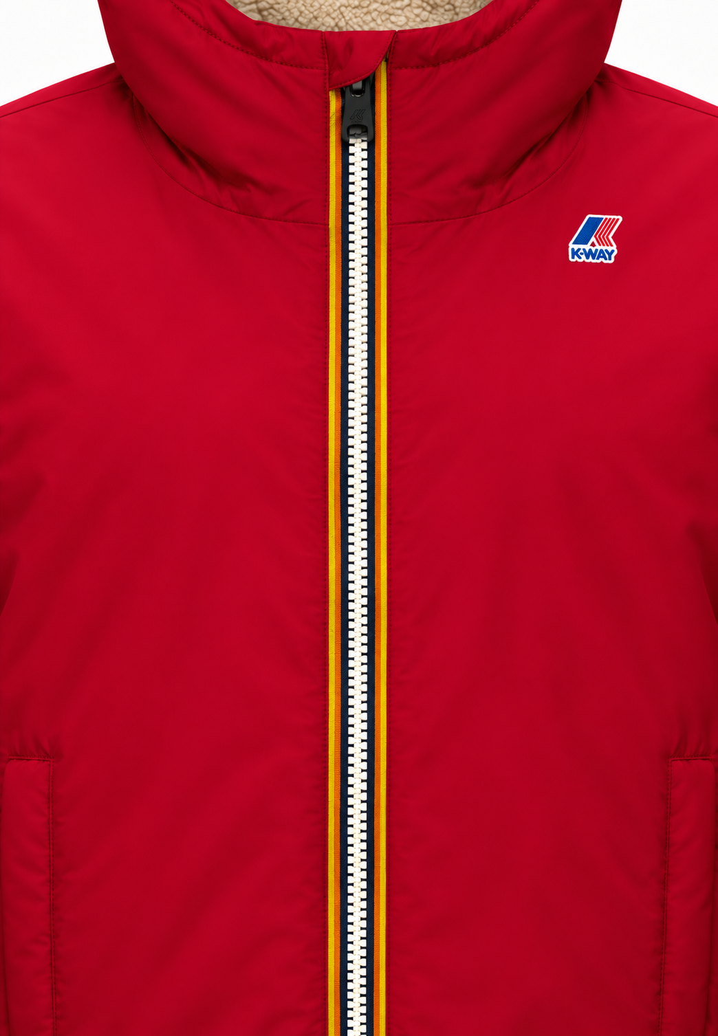 Kway giubbotto rosso con cappuccio imbottitura calda
