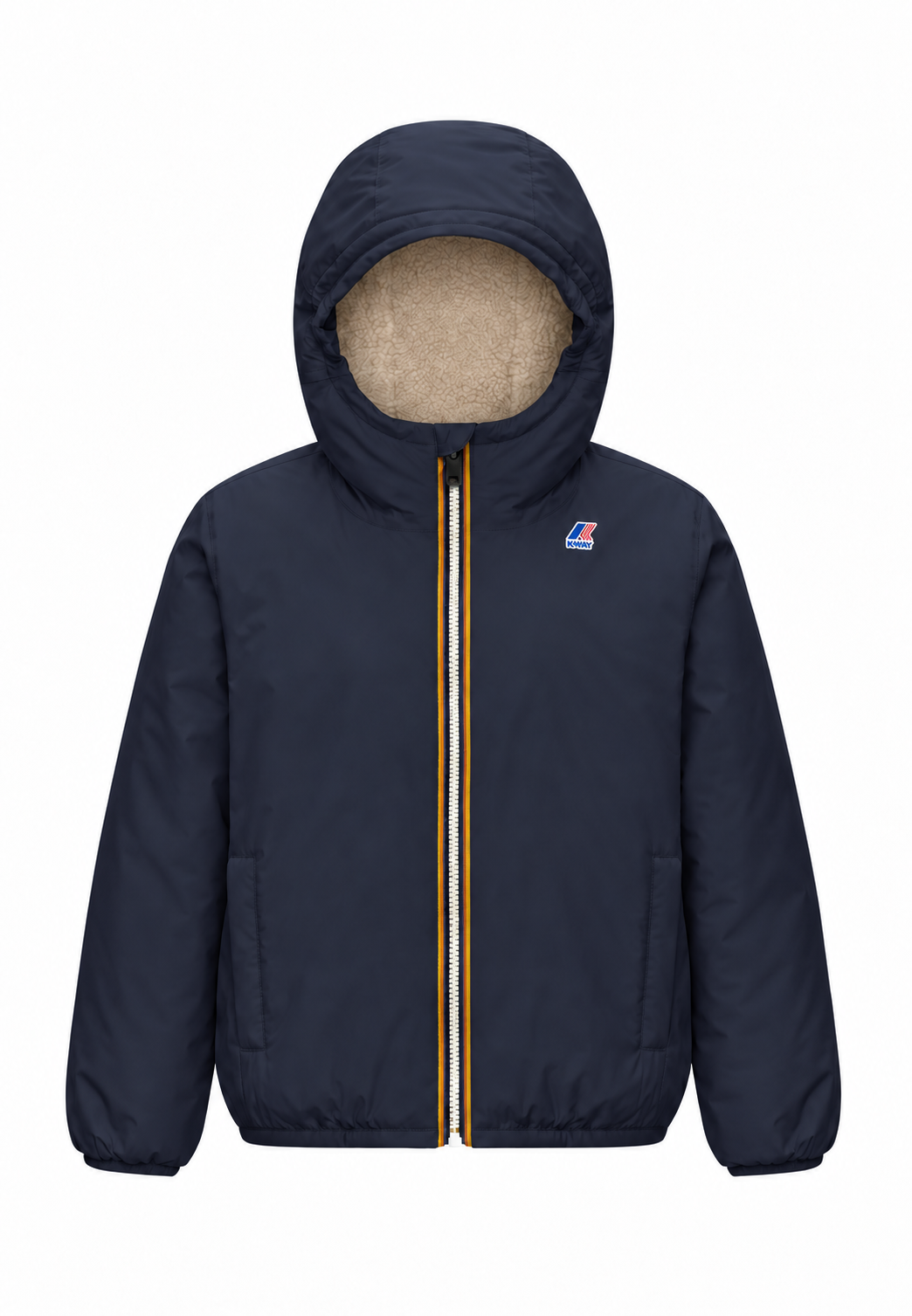 Kway giubbotto blu con cappuccio imbottitura calda