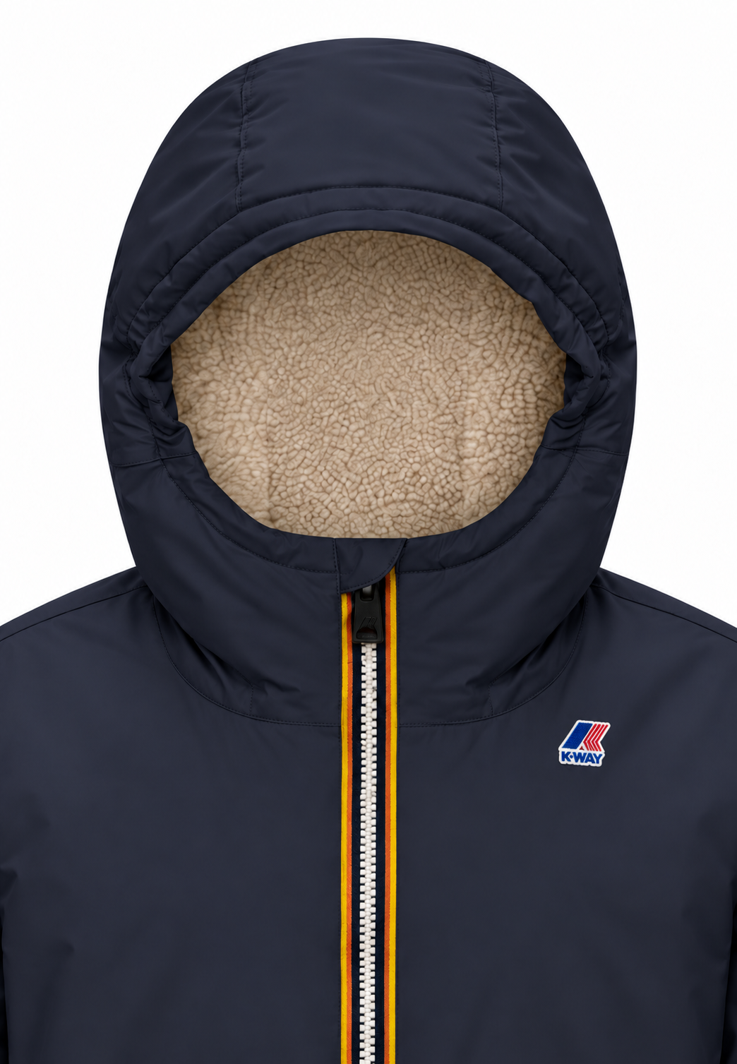 Kway giubbotto blu con cappuccio imbottitura calda