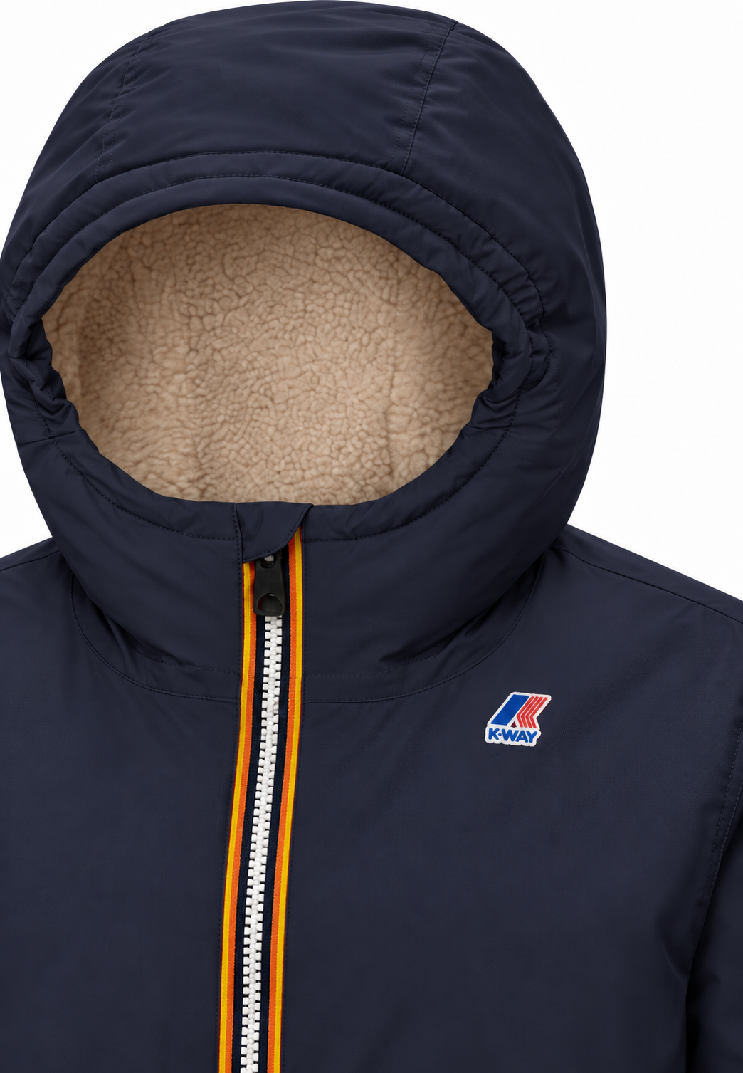 Kway giubbotto blu con cappuccio imbottitura calda