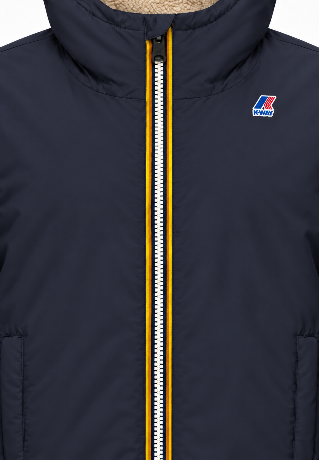Kway giubbotto blu con cappuccio imbottitura calda
