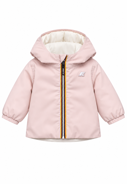 K-Way Paris Giacca bambina Jack ST Warm Double Reversibile Rosa Cipria/Bianco
