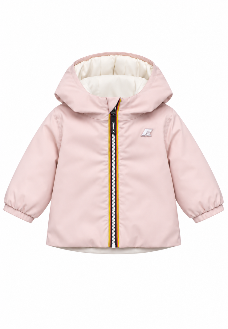 K-Way Paris Giacca bambina Jack ST Warm Double Reversibile Rosa Cipria/Bianco