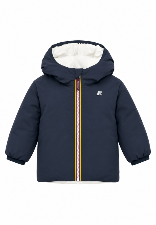 K-Way Paris giubbotto St Warm Double Reversibile bambino Blu/Bianco – Giacca Invernale Bambino con Cappuccio