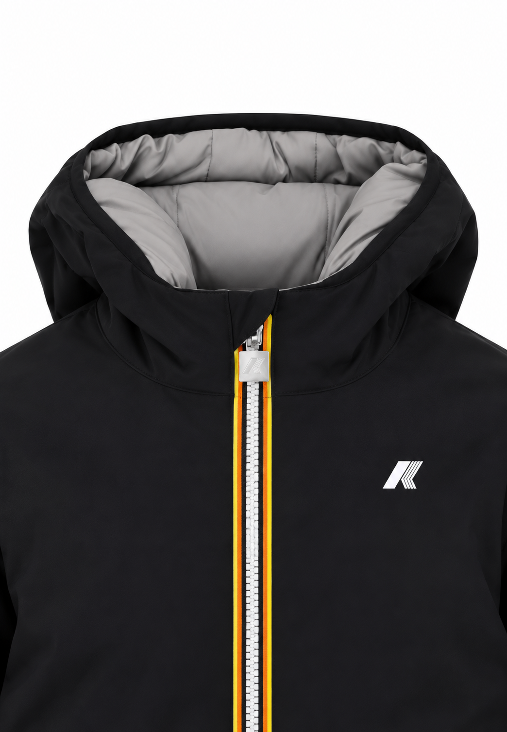 K-Way P. Jack St Warm Double bambino e ragazzo Reversibile Nero/Grigio – Giacca Invernale con Cappuccio