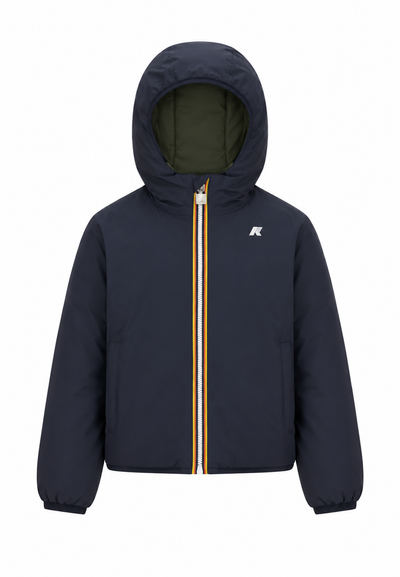K-Way P. Jack St Warm Double Kids Junior Giacca Reversibile Blu Verde con Cappuccio – Giubbotto Invernale Bambino Ragazzo