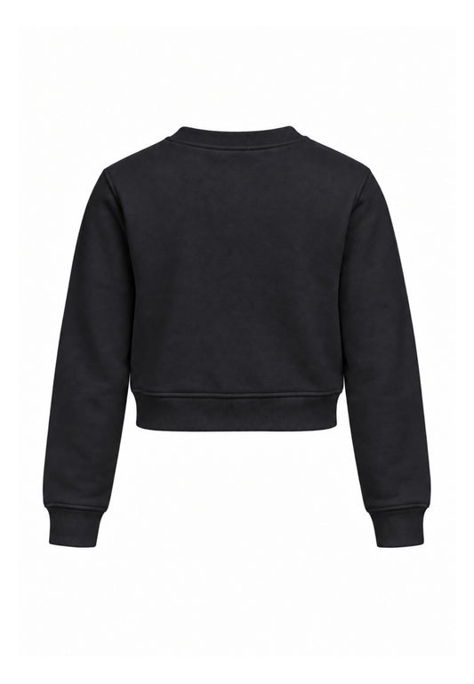 John Richmond felpa nera crop con logo brillantinato Bambine e ragazze rga26085fe.ne_