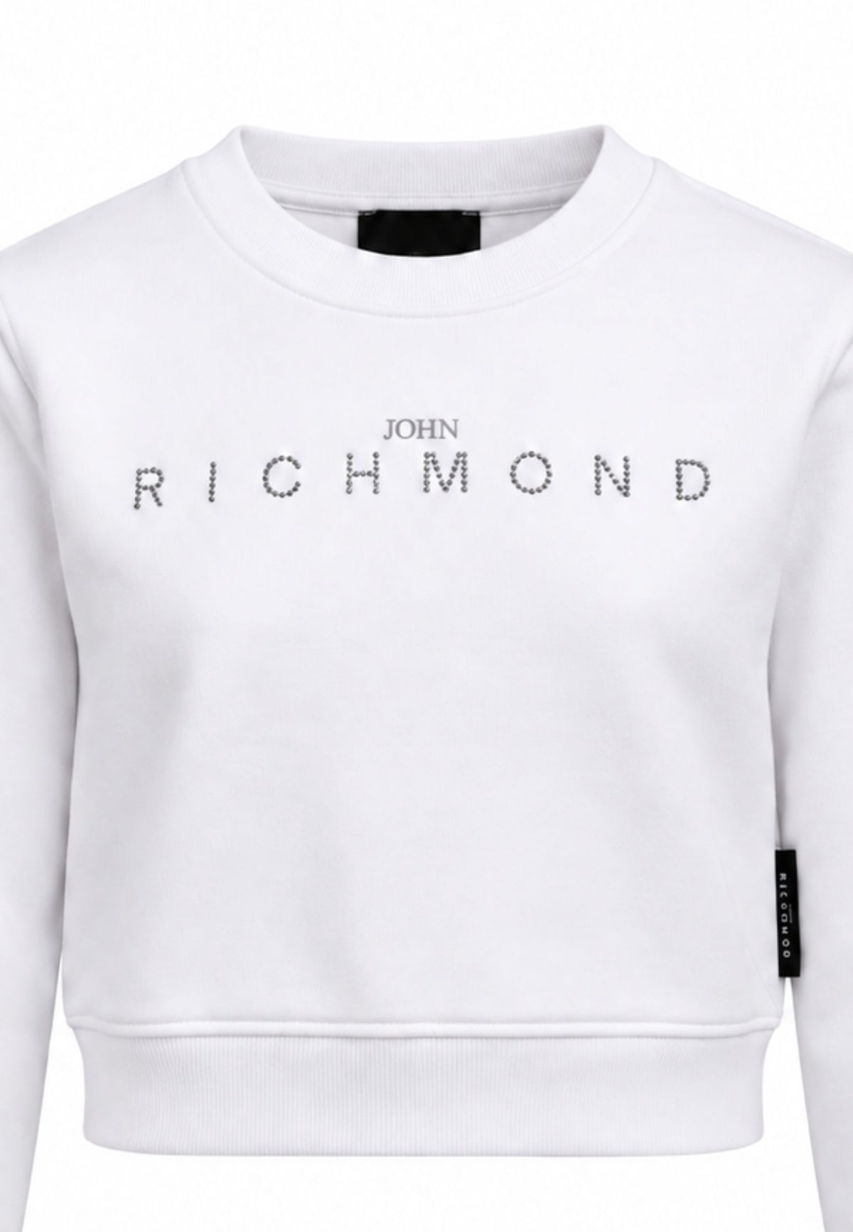 John Richmond felpa bianca crop con logo brillantinato Bambine e ragazze rga26085fe.bia_