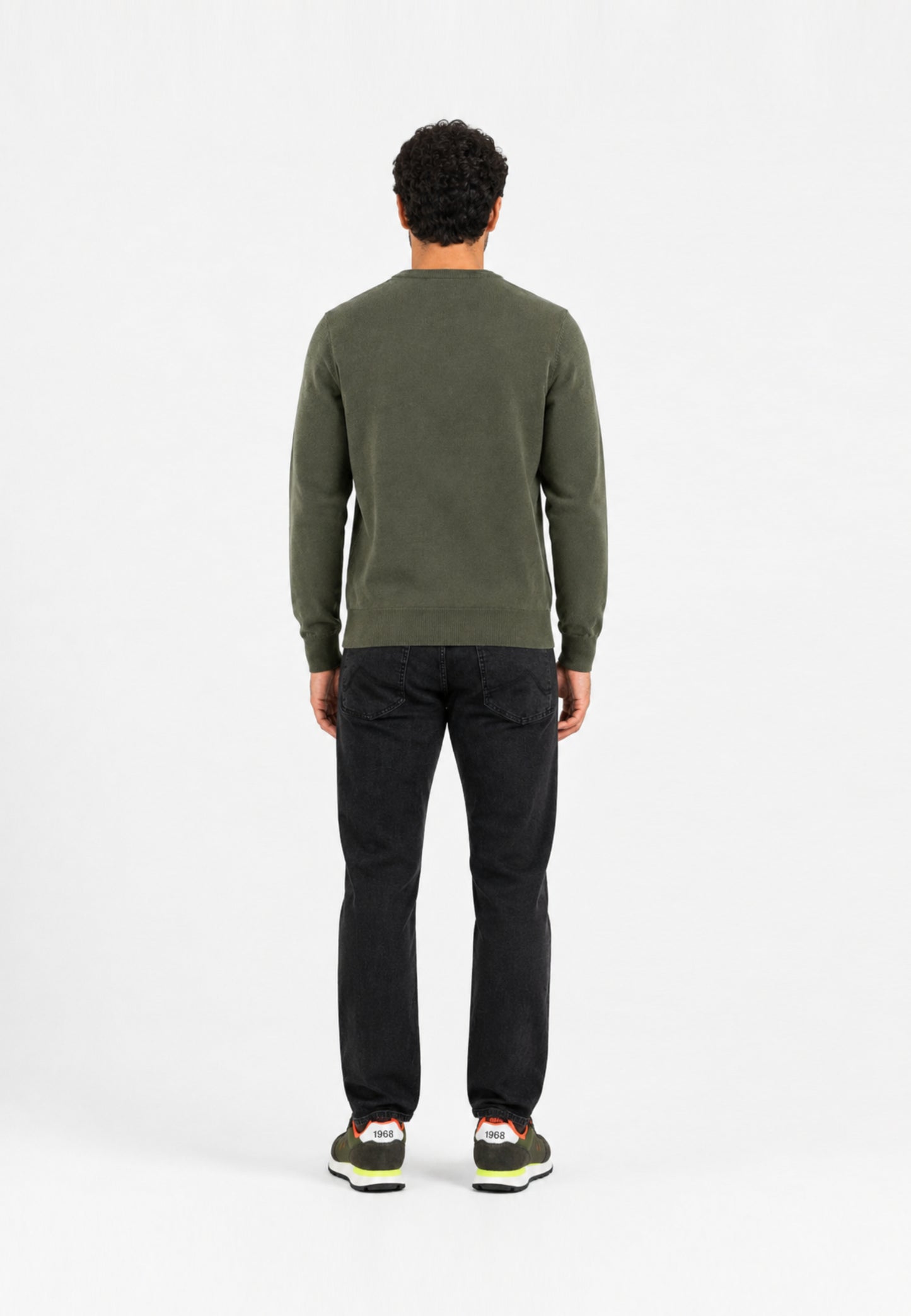 REFRIGIWEAR MAGLIONE NERO IN LANA SAGOMATO CON MINI LOGO RICAMATO Uomo BENNET PULLOVER.VERDE_