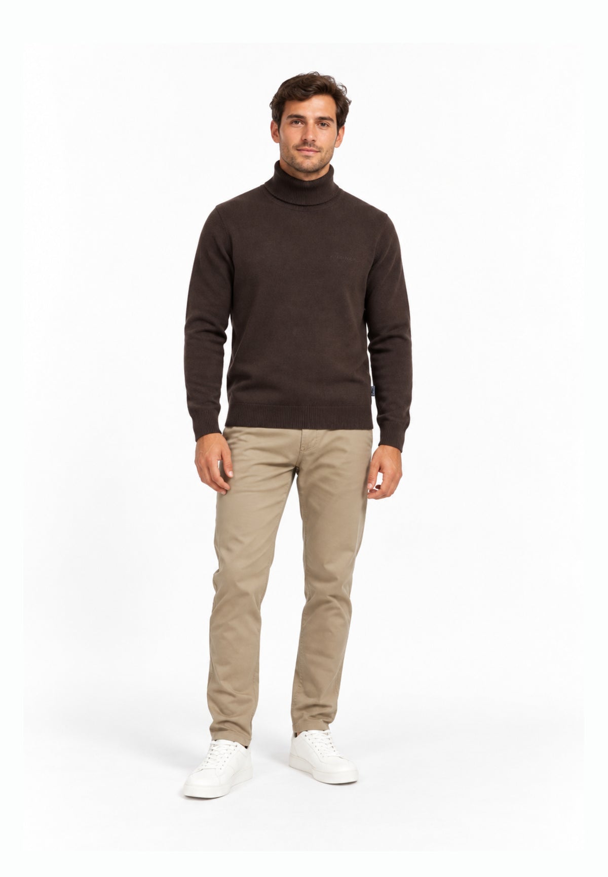 John Richmond LUPETTO MARRONE SAGOMATO CON LOGO RICAMATO Uomo UMA26168LU.MARRO_