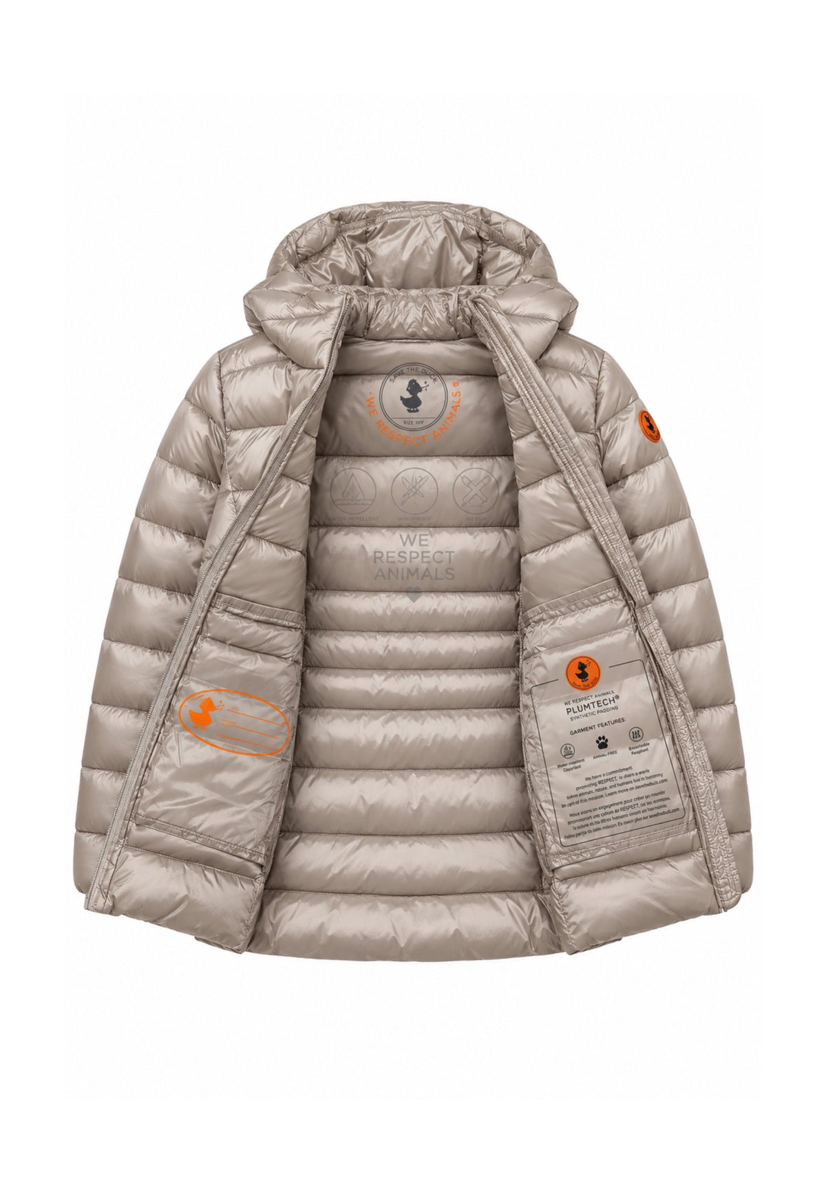 Save the Duck GIUBBOTTO BEIGE SAGOMATO LUNGO CON CAPPUCCIO Bambine e ragazze 09-J47300G.BEIGE_