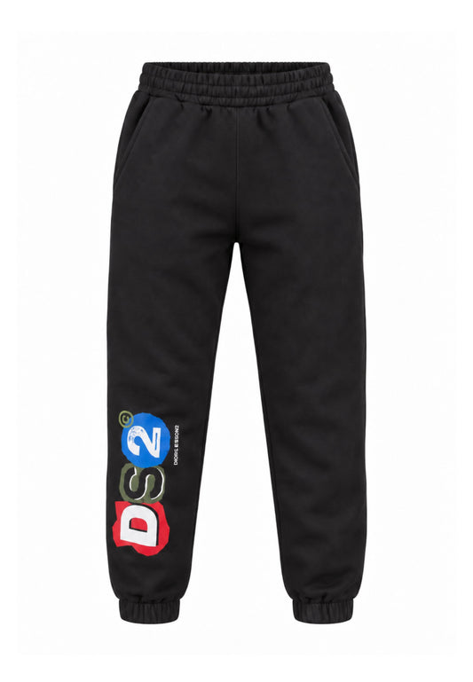 DS2 pantalone nero tuta con logo colorato Bambini e ragazzi F62K209.NE_