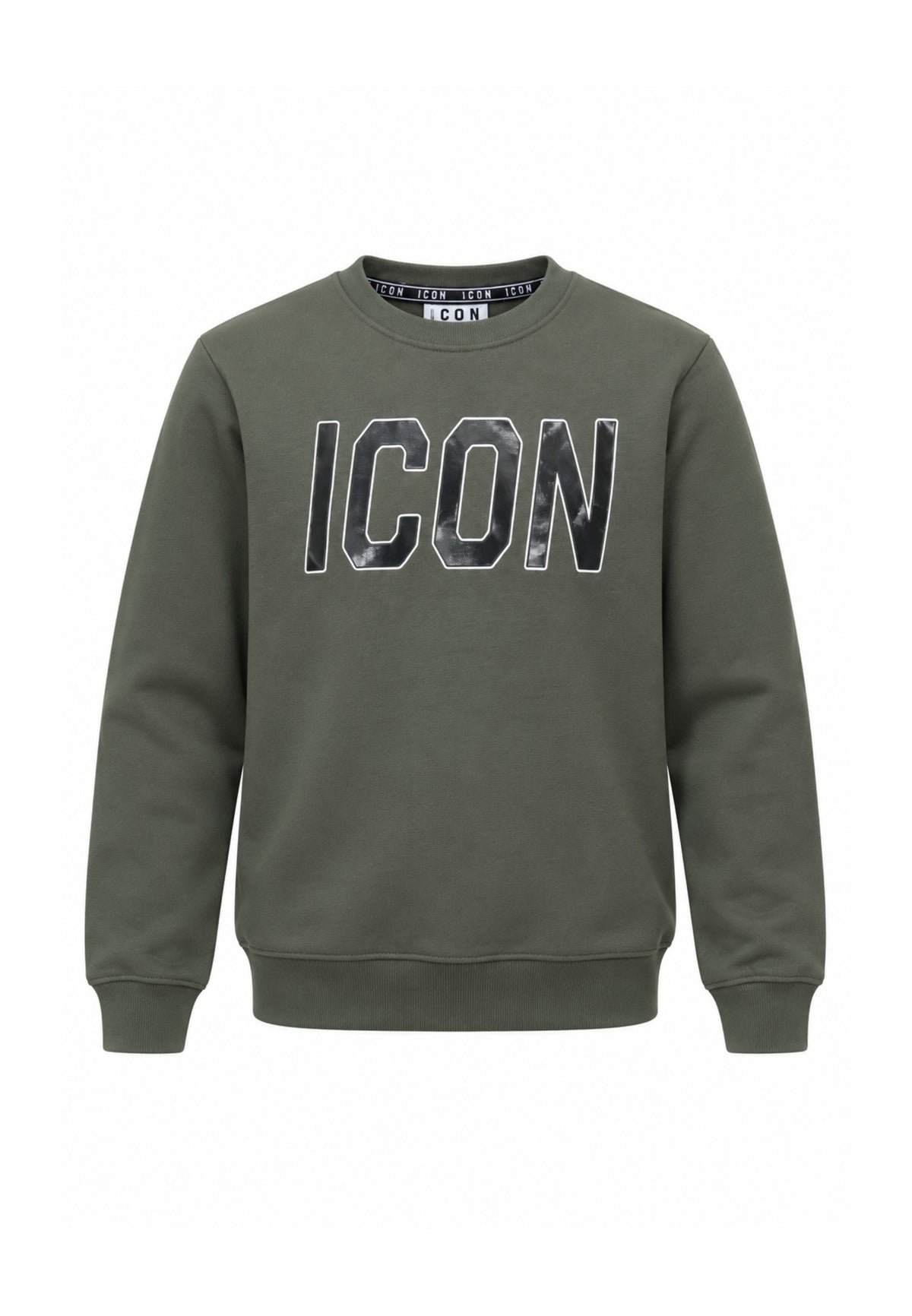 ICON FELPA verde girocollo con maxi logo in ecopelle Bambini e ragazzi ibsw001356.ver_