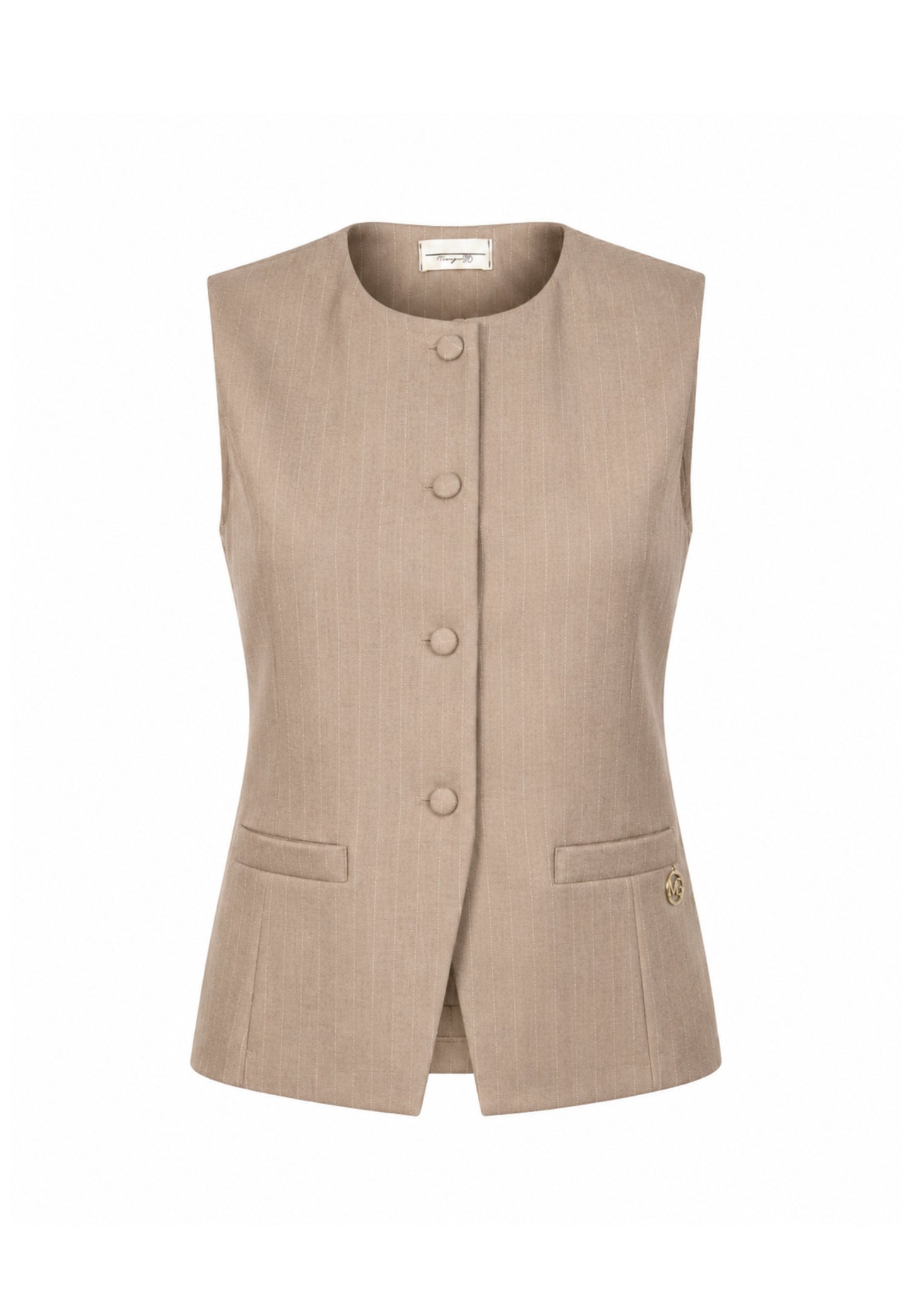 MON SAURIRE completo beige con gilet e pantalone gessati Bambine e ragazze m1433j+m1441j.beige_