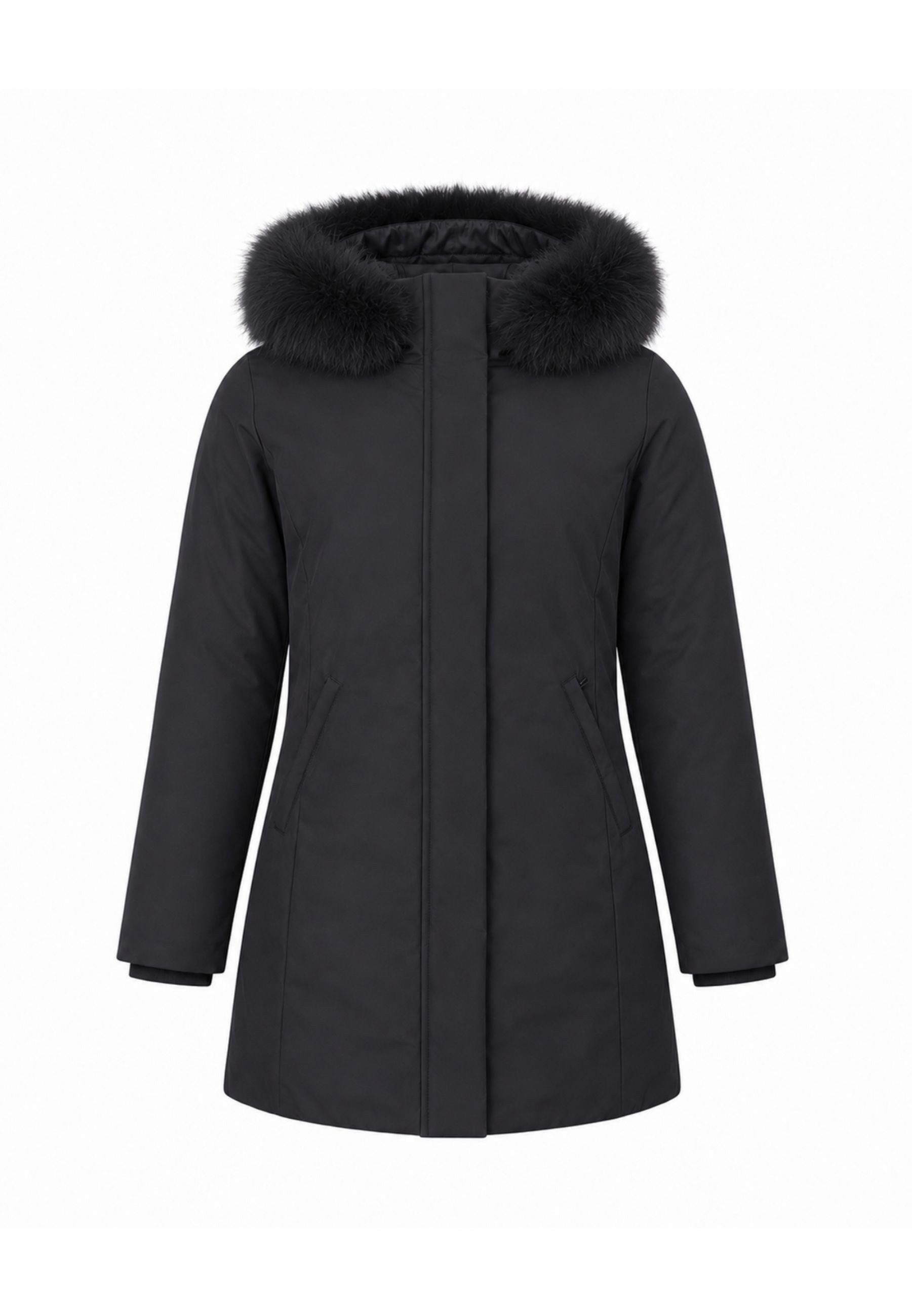 Bomboogie GIUBBOTTO NERO CON CAPPUCCIO E PELLICCIA VERA Bambine e ragazze CG 583V T ACR 6.NE_