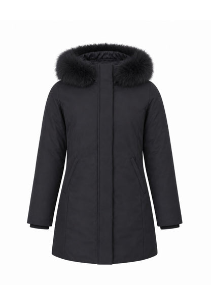 Bomboogie GIUBBOTTO NERO CON CAPPUCCIO E PELLICCIA VERA Bambine e ragazze CG 583V T ACR 6.NE_