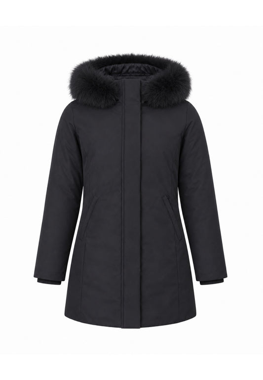 Bomboogie GIUBBOTTO NERO CON CAPPUCCIO E PELLICCIA VERA Bambine e ragazze CG 583V T ACR 6.NE_