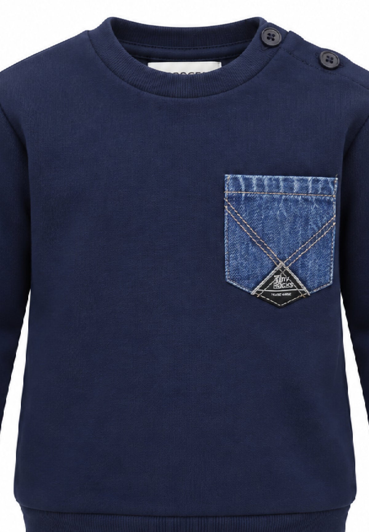 Roy Roger's FELPA BLU CON TASCHINO IN DENIM Bambini e ragazzi RH066/00.BLU_