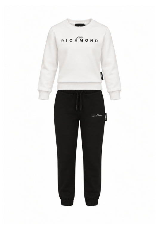 John Richmond TUTA BIANCA A GIROCOLLO CON PANTALONE NERO Bambine e ragazze RGA26019CF.BIA_