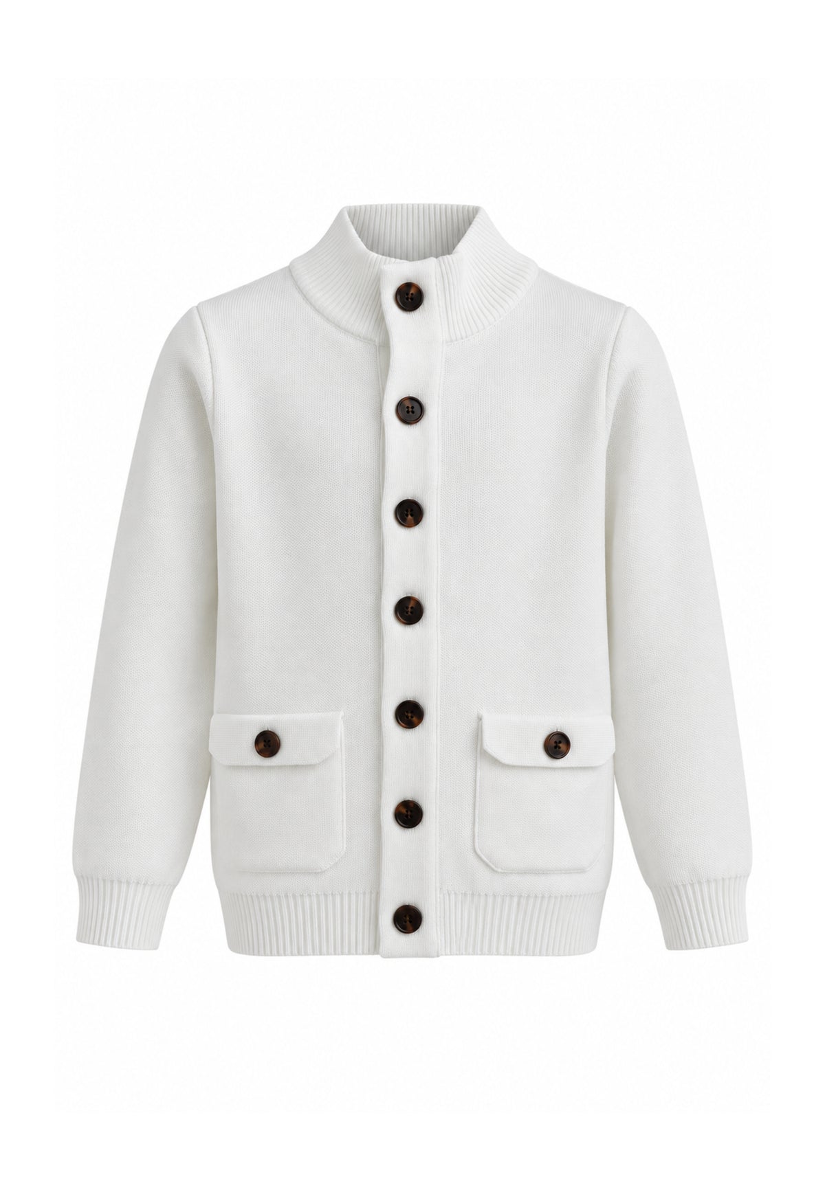 OVERD CARDIGAN PANNA A COLLO ALTO CON BOTTONI CENTRALI Bambini e ragazzi OK261812SMG.PANNA_