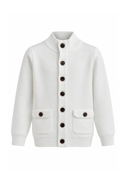 OVERD CARDIGAN PANNA A COLLO ALTO CON BOTTONI CENTRALI Bambini e ragazzi OK261812SMG.PANNA_