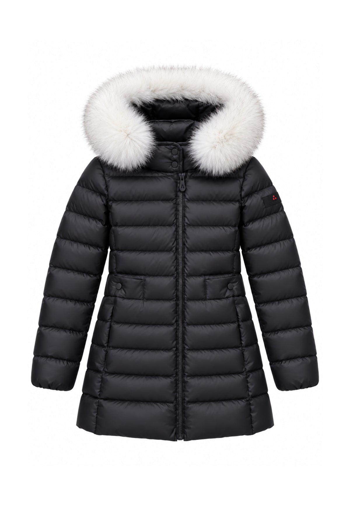 Peuterey GIUBBOTTO NERO LUNGO TRAPUNTATO CON DETTAGLIO PELLICCIA Bambine e ragazze SERIOLA MQN 05 FOX FUR KID.NE_