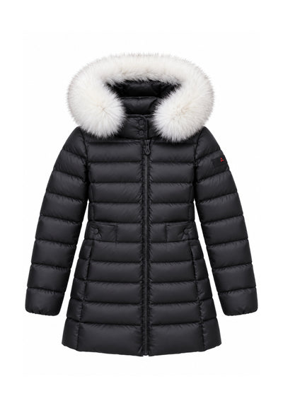 Peuterey GIUBBOTTO NERO LUNGO TRAPUNTATO CON DETTAGLIO PELLICCIA Bambine e ragazze SERIOLA MQN 05 FOX FUR KID.NE_