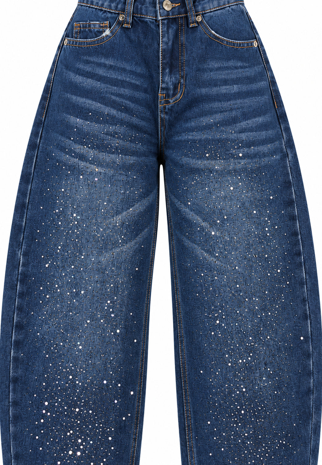 MA VIE PARIS PANTALONE blu denim con brillantini baloon fit Bambine e ragazze MV2442.DENIM_