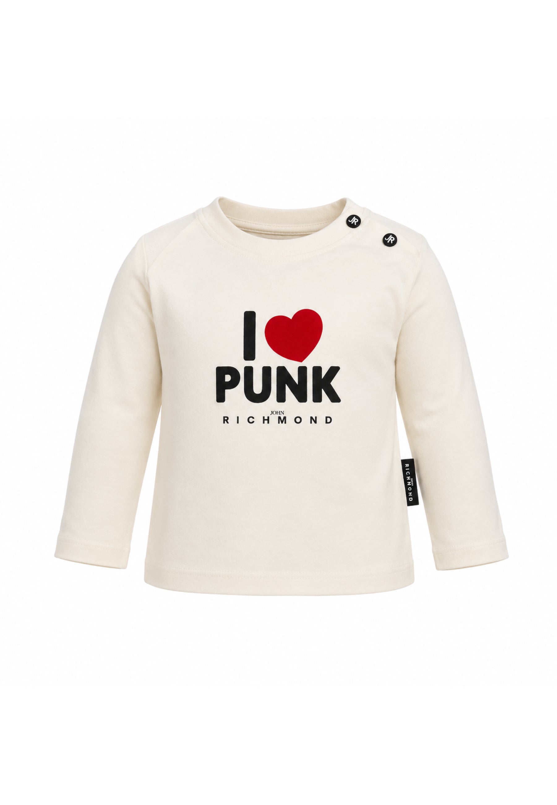 John Richmond Completo t shirt panna a manica lunga e gonna nera a balze Bambine e ragazze ria26134cj.panna_