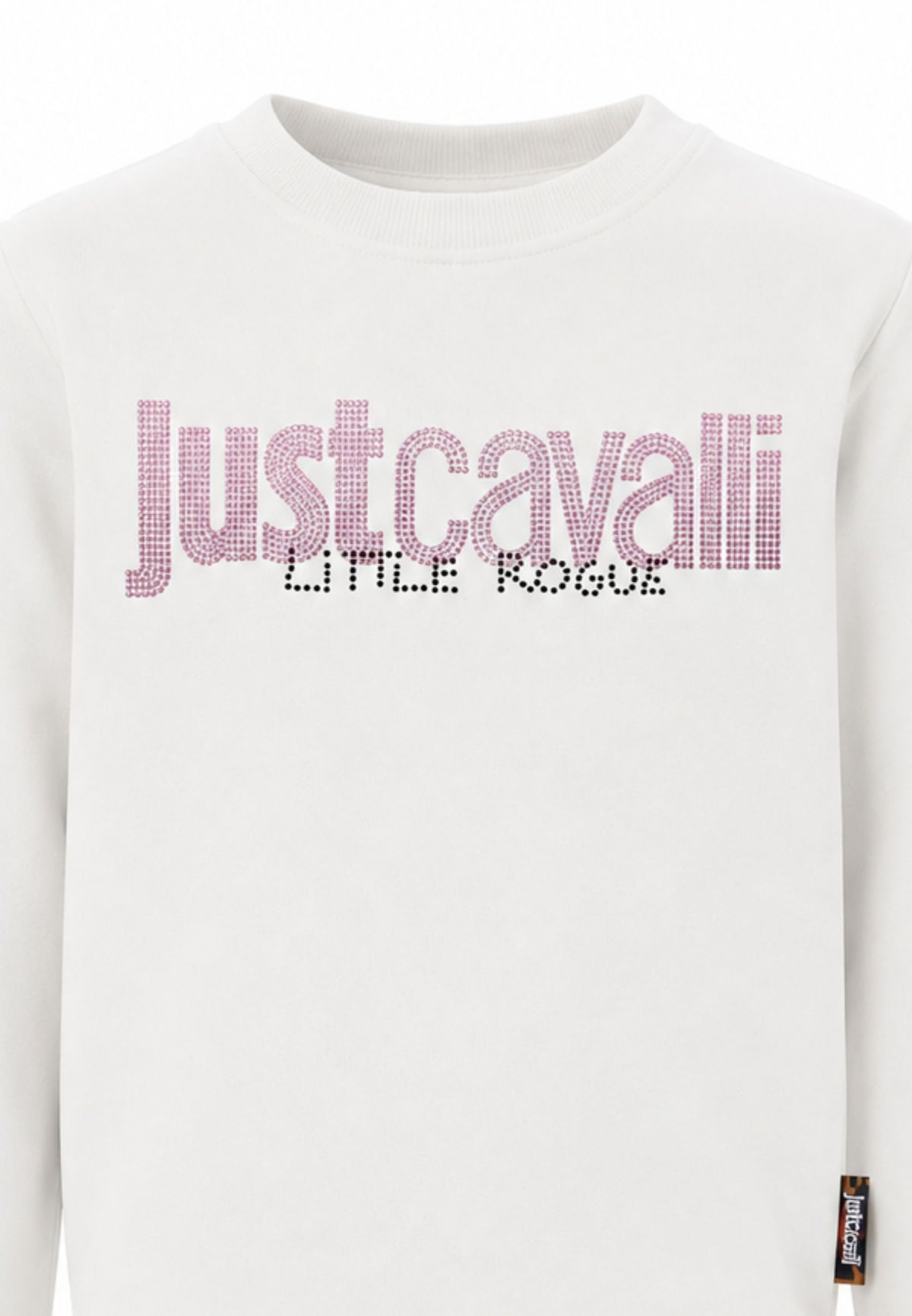 JUST CAVALLI felpa panna con logo rosa centrale con strass Bambine e ragazze jga26174fe.panna_