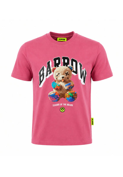 BARROW T SHIRT ROSA A MEZZE MANICHE CON STAMPA ORSO Bambini e ragazzi F6BKJUTH027.ROSA_
