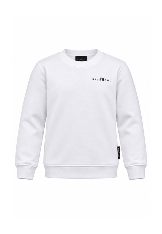 John Richmond FELPA BIANCA A GIROCOLLO CON MINI LOGO SUL CUORE Bambini e ragazzi rba26176fe.bia_
