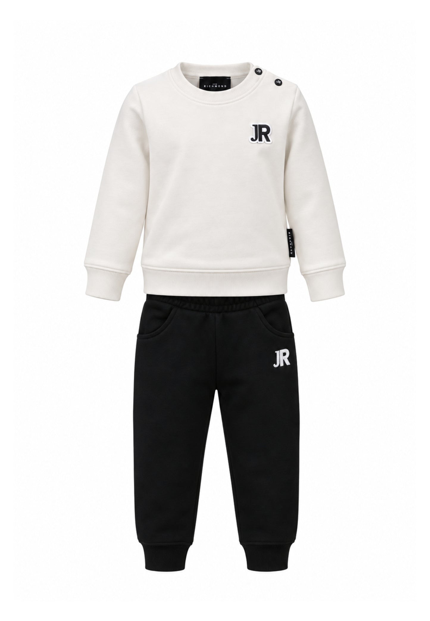 John Richmond tuta panna con pantalone nero e logo piccolo Bambini e ragazzi ria26011cf.bia_