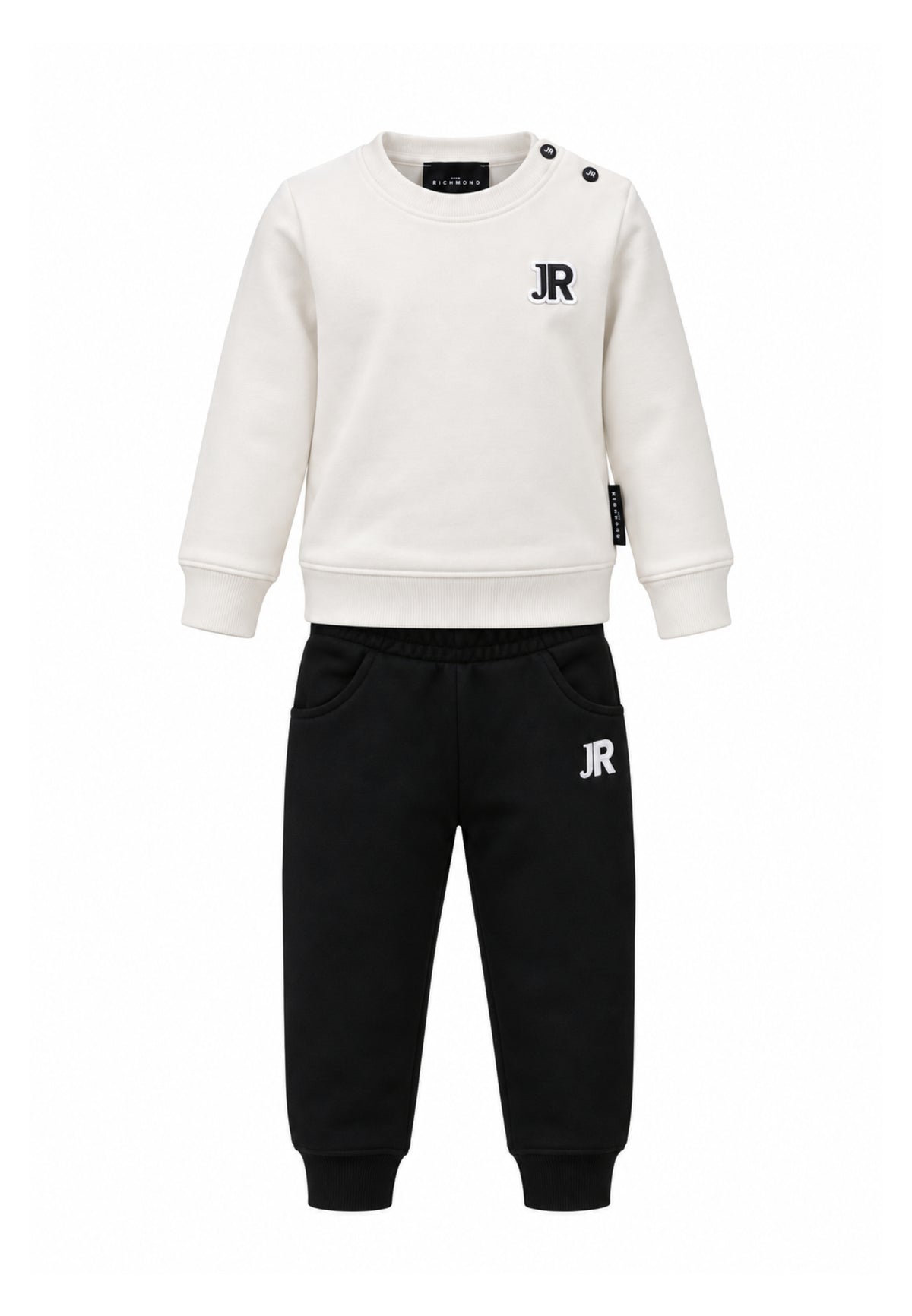 John Richmond tuta panna con pantalone nero e logo piccolo Bambini e ragazzi ria26011cf.bia_