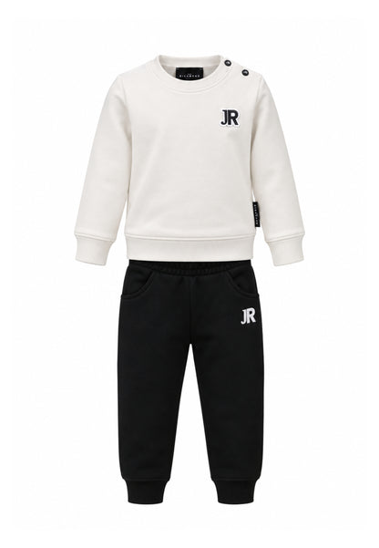 John Richmond tuta panna con pantalone nero e logo piccolo Bambini e ragazzi ria26011cf.bia_
