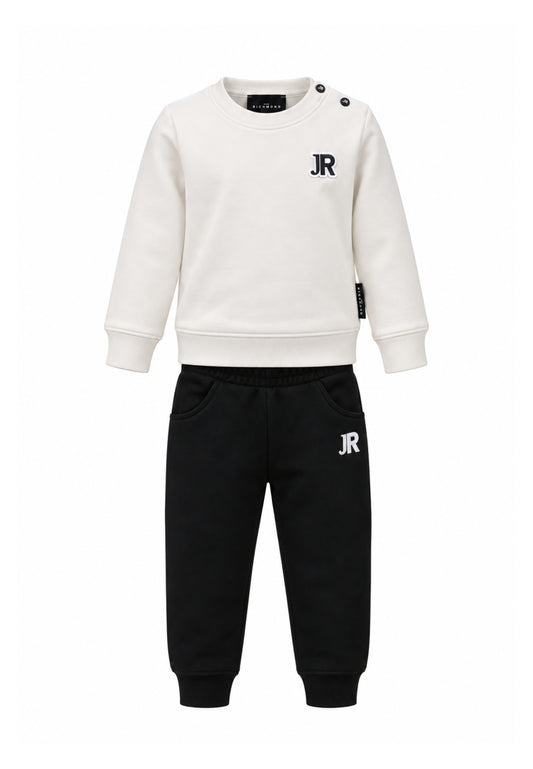 John Richmond tuta panna con pantalone nero e logo piccolo Bambini e ragazzi ria26011cf.bia_