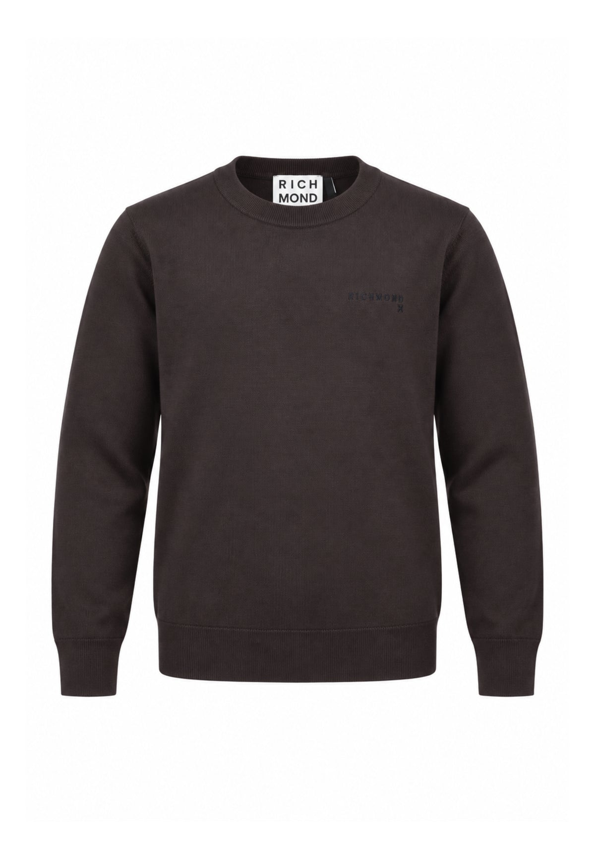 John Richmond maglia MARRONE IN LANA RASATA CON MINI LOGO Uomo uma26169ma.marro_