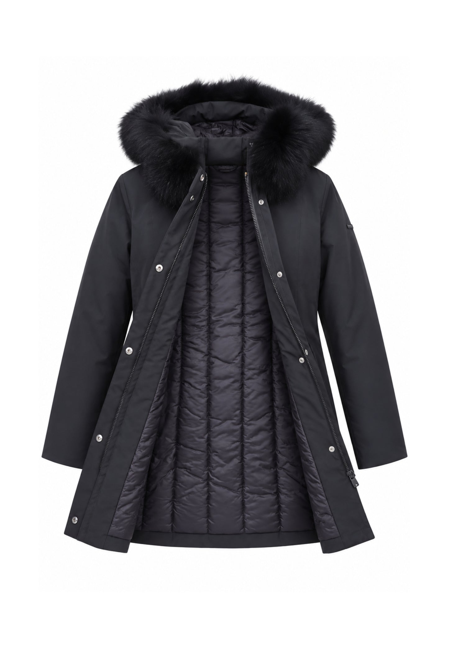 REFRIGIWEAR GIUBBOTTO NERO CON CAPPUCCIO E PELLICCIA Donna LADY TECH FUR JACKET.NE_