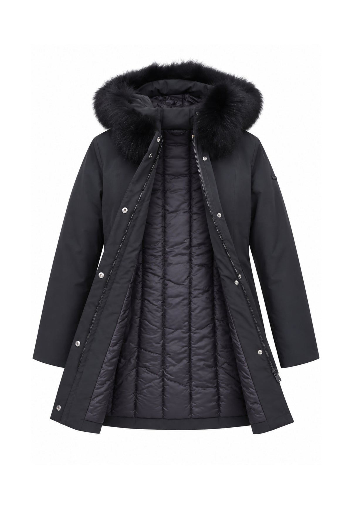 REFRIGIWEAR GIUBBOTTO NERO CON CAPPUCCIO E PELLICCIA Donna LADY TECH FUR JACKET.NE_