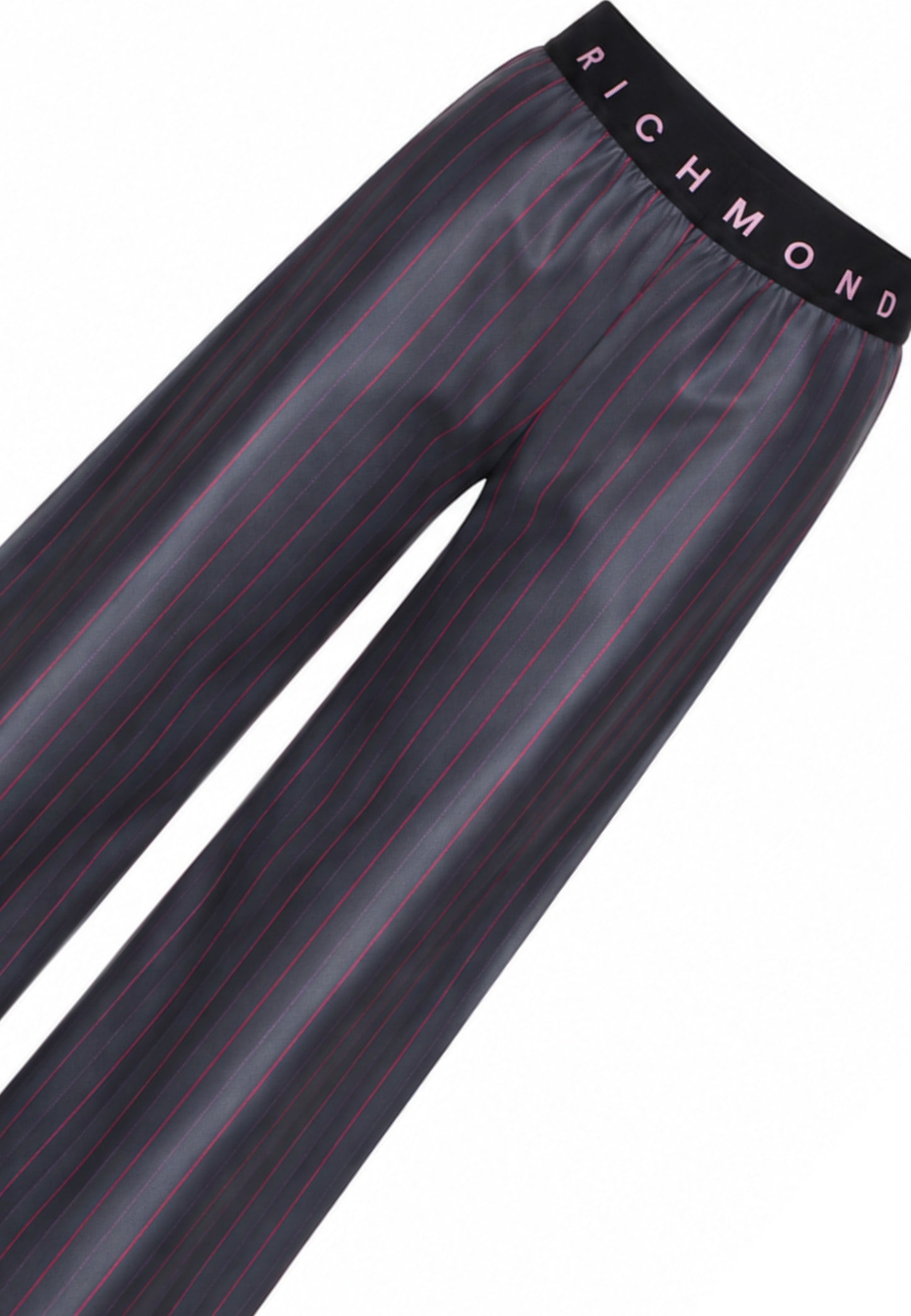 John Richmond pantalone grigio con righe sottili rosa e elastico logato in vita Bambine e ragazze rga26105pa.grig_