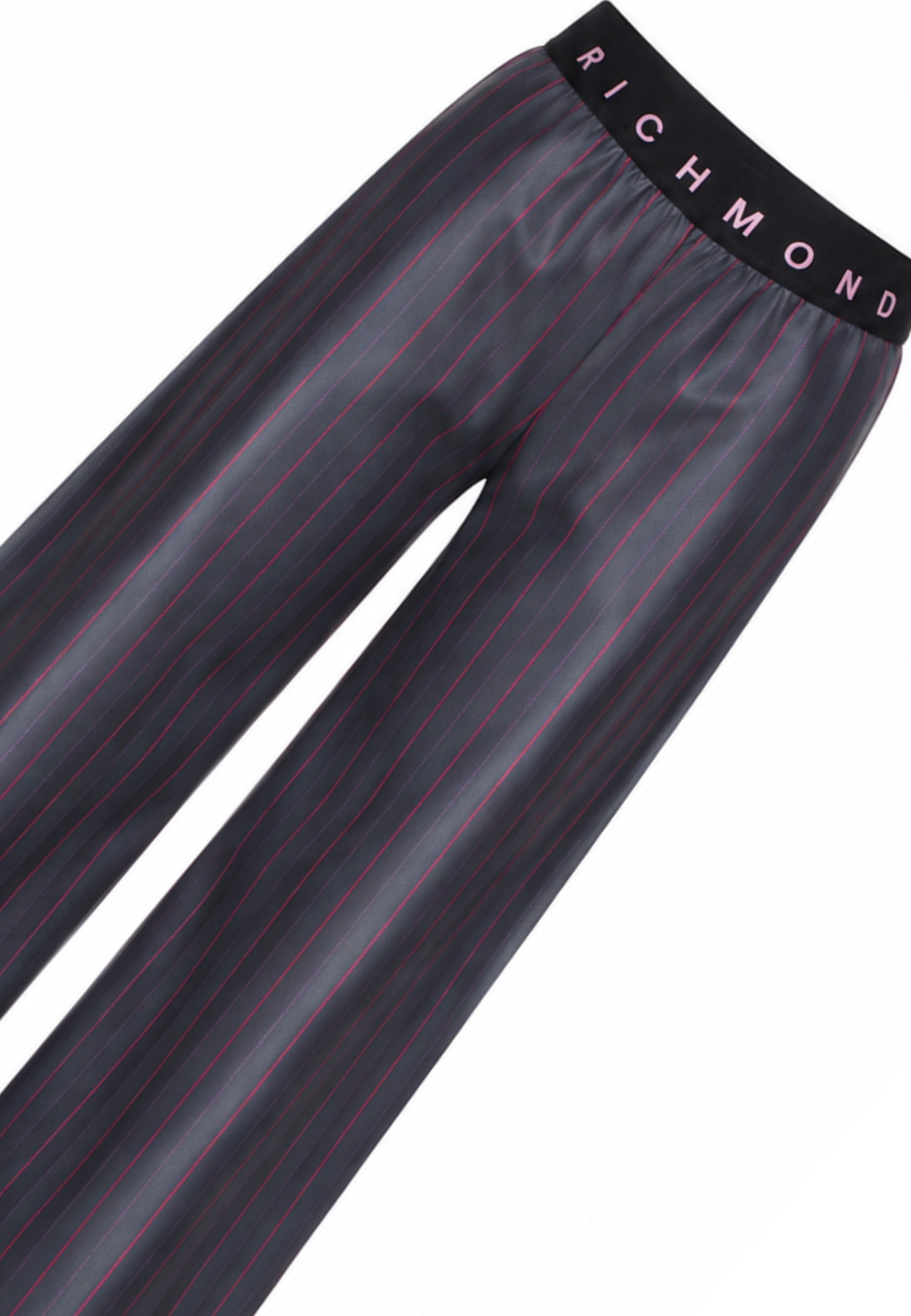 John Richmond pantalone grigio con righe sottili rosa e elastico logato in vita Bambine e ragazze rga26105pa.grig_