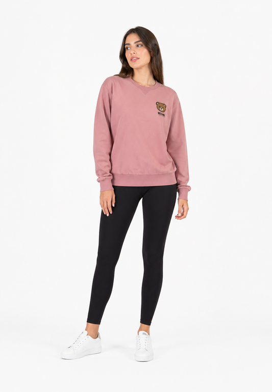 Moschino felpa rosa donna logo teddy