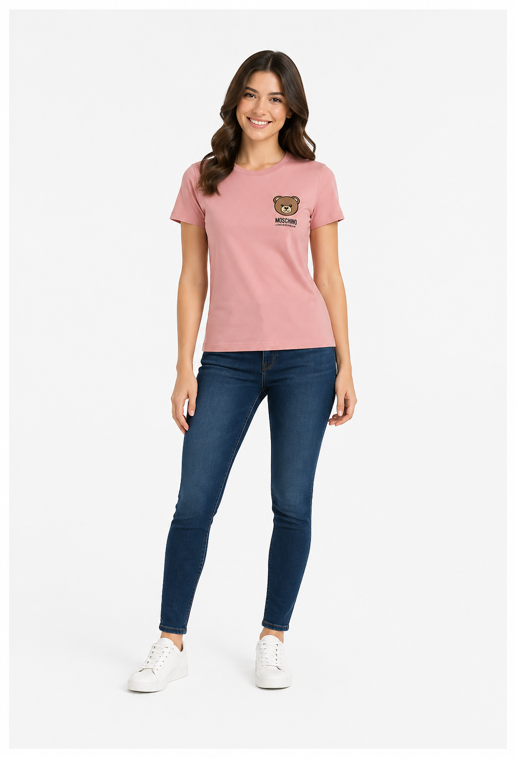 Moschino tshirt rosa donna logo teddy dettaglio logo