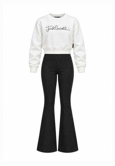 JUST CAVALLI completo bianco con felpa a girocollo e leggings Bambine e ragazze jga26176fe.bia_