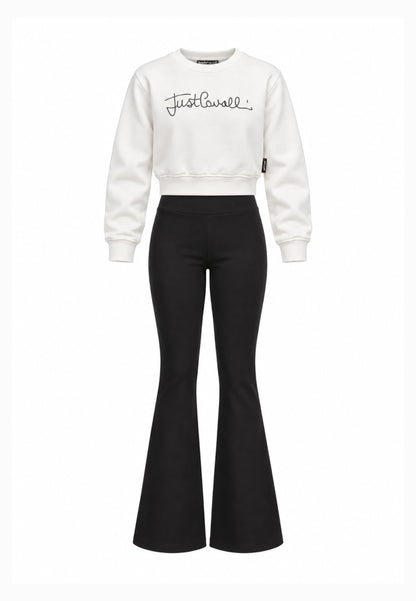 JUST CAVALLI completo bianco con felpa a girocollo e leggings Bambine e ragazze jga26176fe.bia_