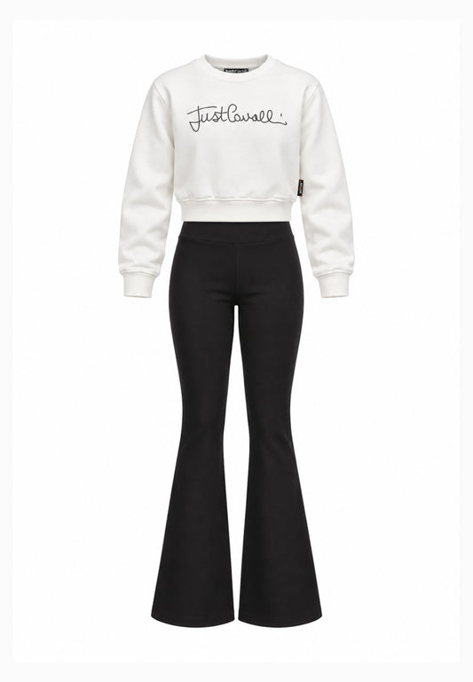 JUST CAVALLI completo bianco con felpa a girocollo e leggings Bambine e ragazze jga26176fe.bia_