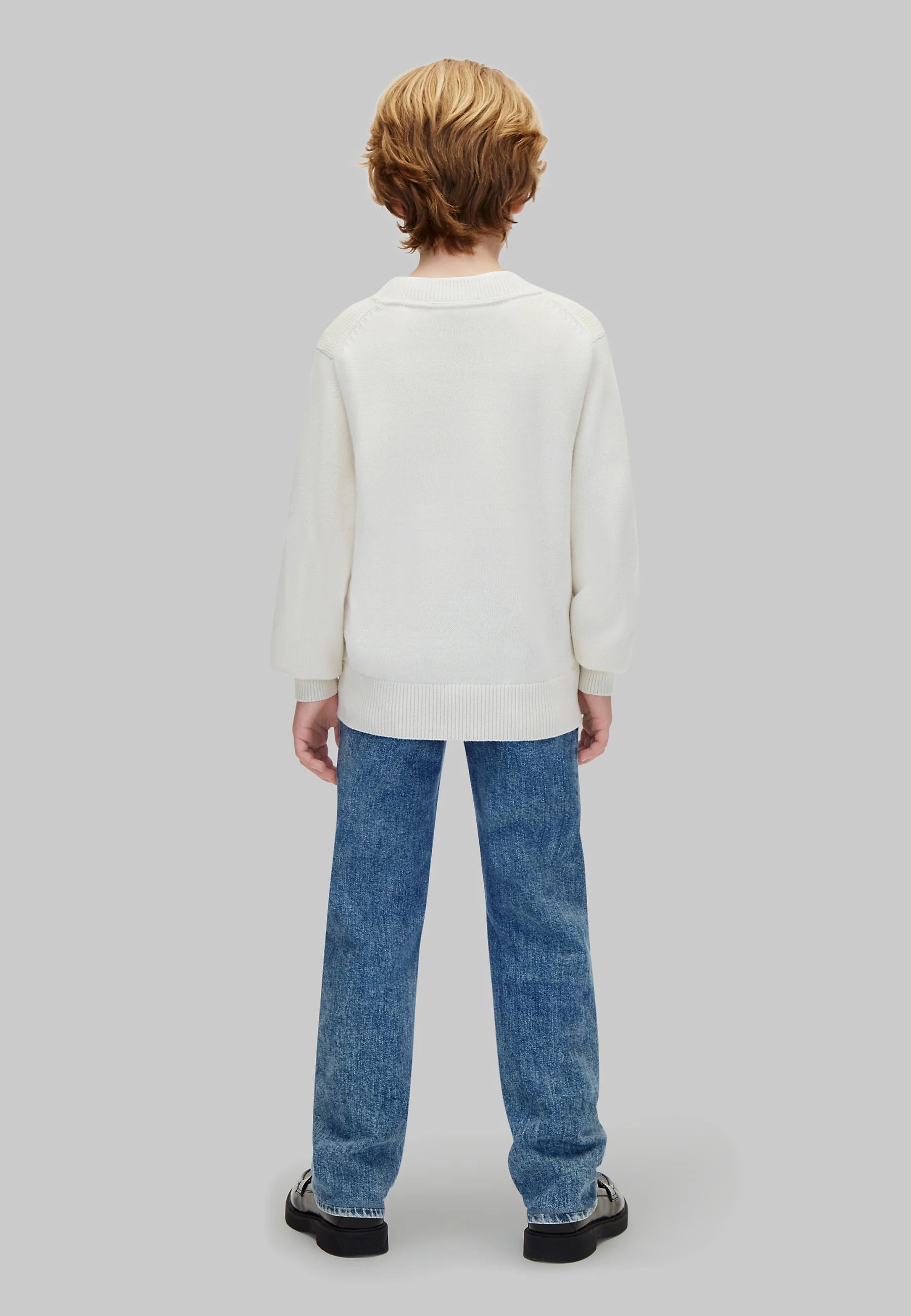 CALVIN KLEIN maglioncino PANNA CON LOGO CK TONO SU TONO Bambini e ragazzi lvcfjf048cks.panna_