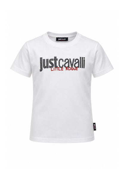 JUST CAVALLI tshirt  PANNA CON LOGO BORCHIATO Bambini e ragazzi jba26156ts.panna_